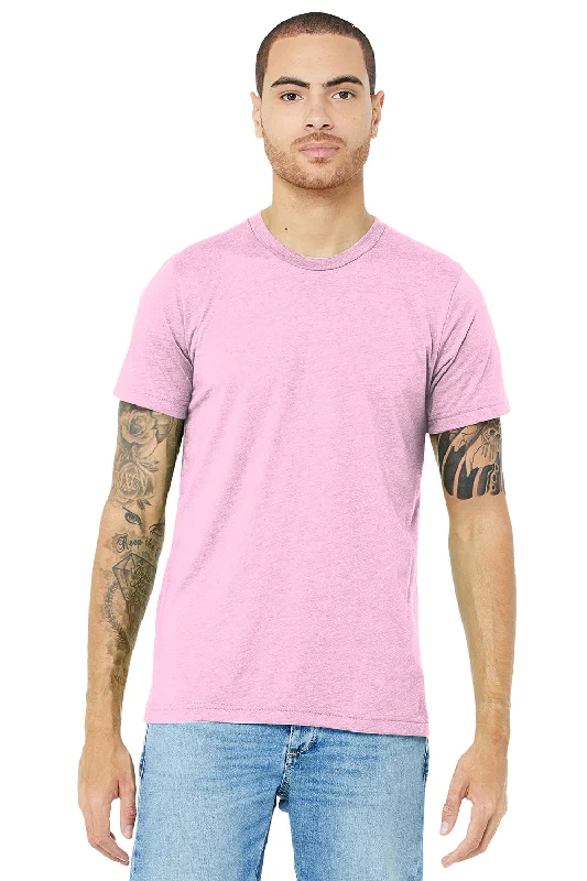 men’s comfortable short sleeve polo t-shirts -Bella + Canvas Mens Short Sleeve Crewneck T-Shirt - Lilac Pink