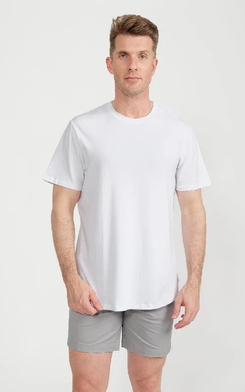 modern short sleeve polo shirts for men -Men's Pima Split-Hem Tee in White