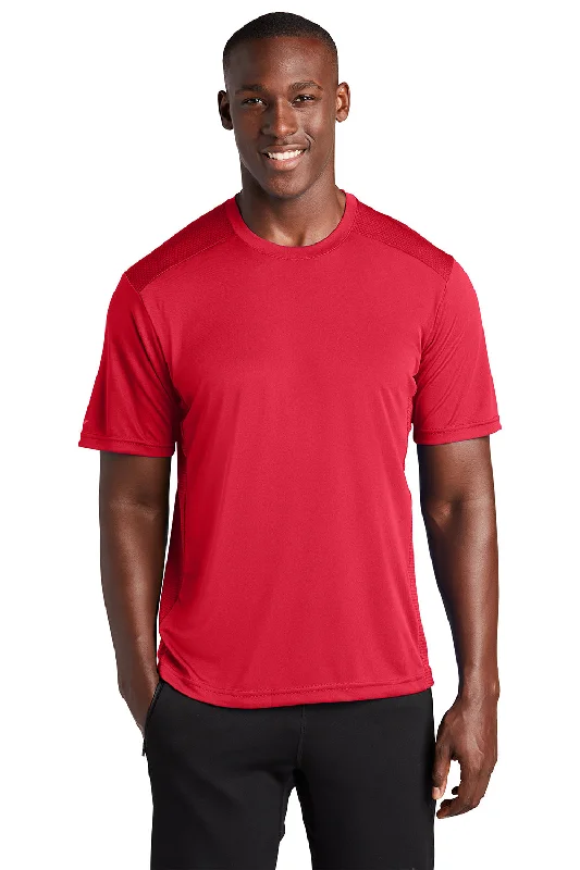 men’s versatile short sleeve shirts for office wear -Sport-Tek Mens Elevate Moisture Wicking Short Sleeve Crewneck T-Shirt - True Red