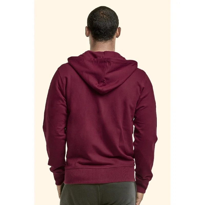 Men's fluffy fleece jackets-TOP PRO Men's Hooded Full Zip Terry Sweater - Burgundy