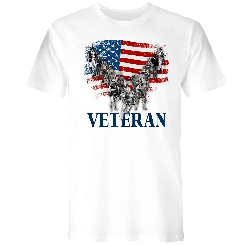 men’s classic short sleeve shirts with pocket -Mens US Veteran Tee - White