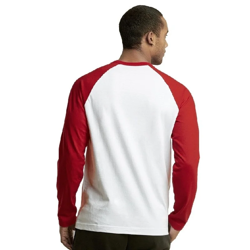 Men's dense puffer jackets-TOP PRO Men's Long Sleeve Baseball Tee - Red White