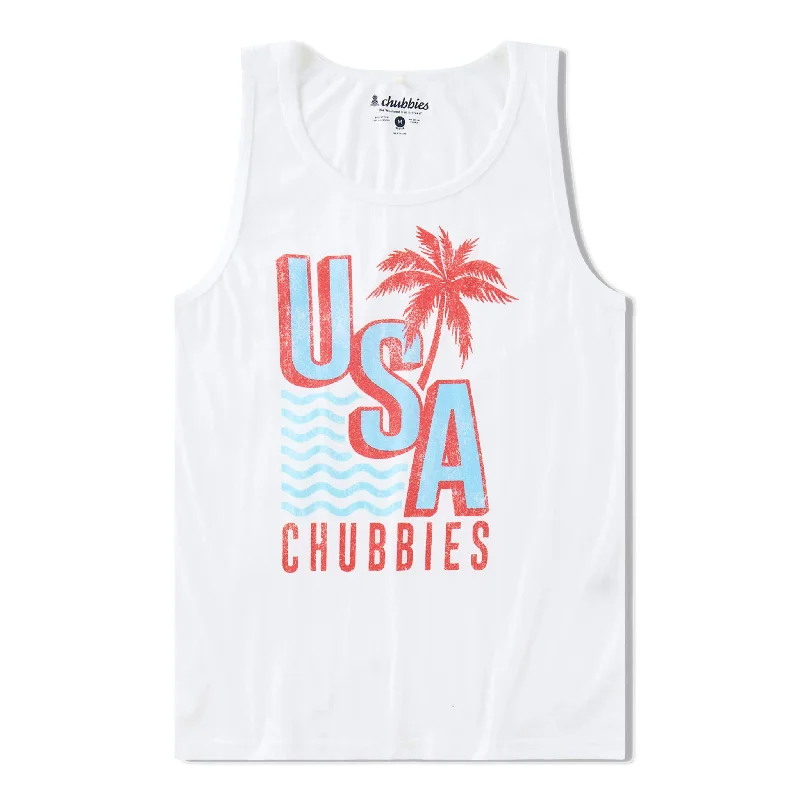 comfortable short sleeve shirts for office wear -Chubbies The Chub-Spangled Banner Tank Top - Pure White