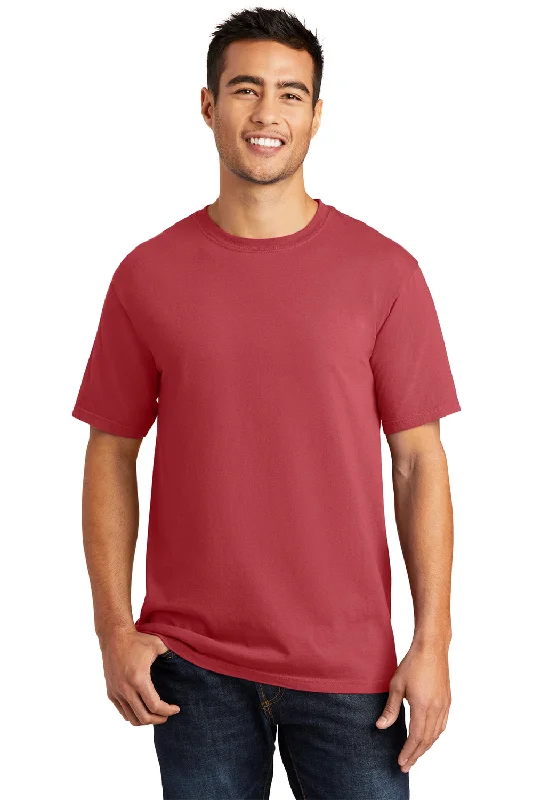 stylish short sleeve shirts for casual evenings -Port & Company Mens Beach Wash Short Sleeve Crewneck T-Shirt - Merlot Red