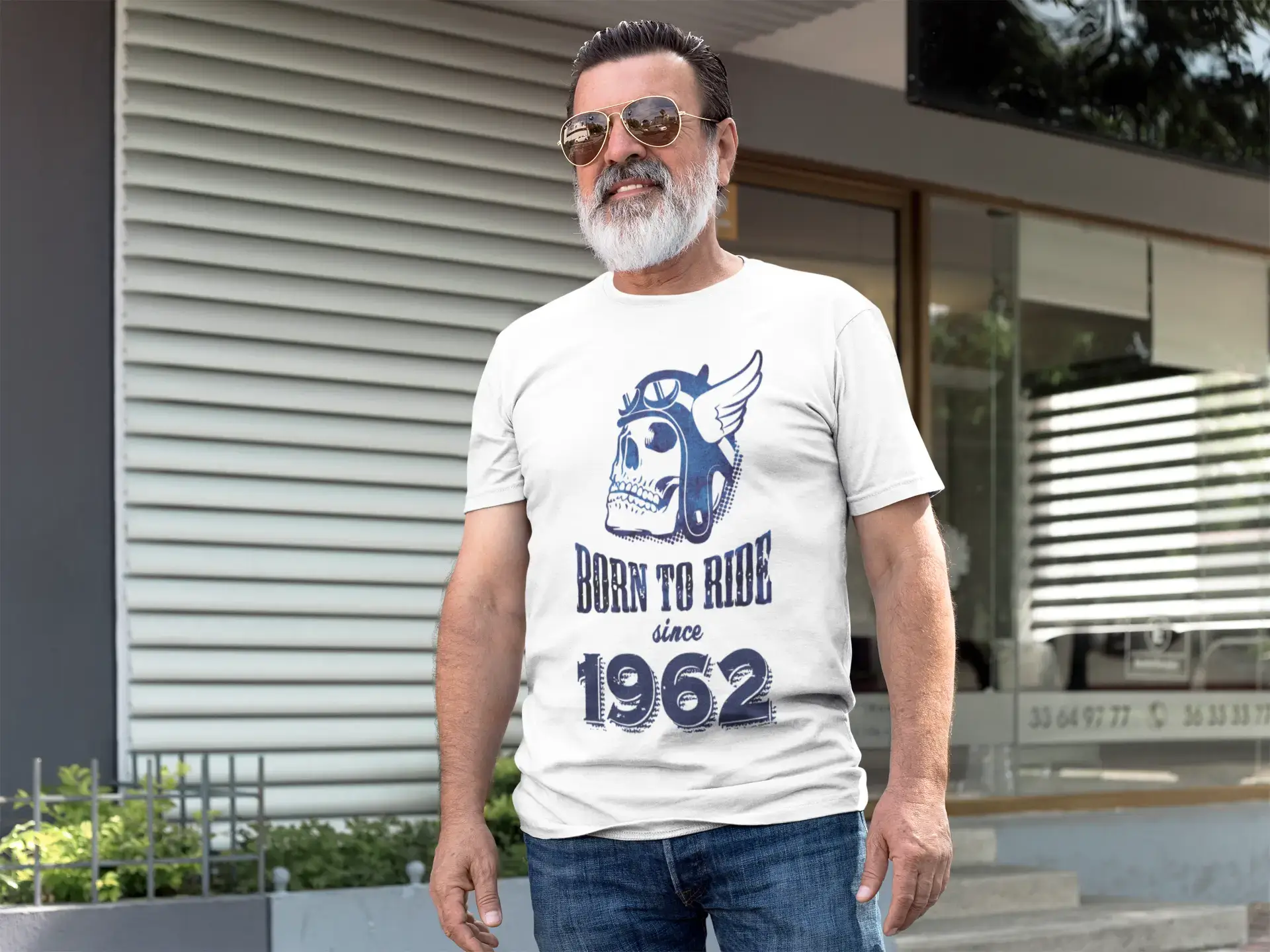 men’s high-quality cotton short sleeve shirts -1962, Born to Ride Since 1962 Men's T-shirt White Birthday Gift 00494