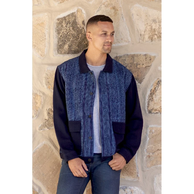 Men's dark denim jackets-Novica Handmade Blue Explorer Mens Cotton Jacket