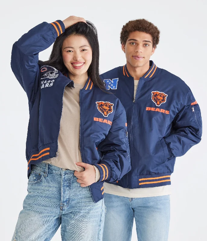 Men's tan leather jackets-Aeropostale Chicago Bears Helmet Bomber Jacket