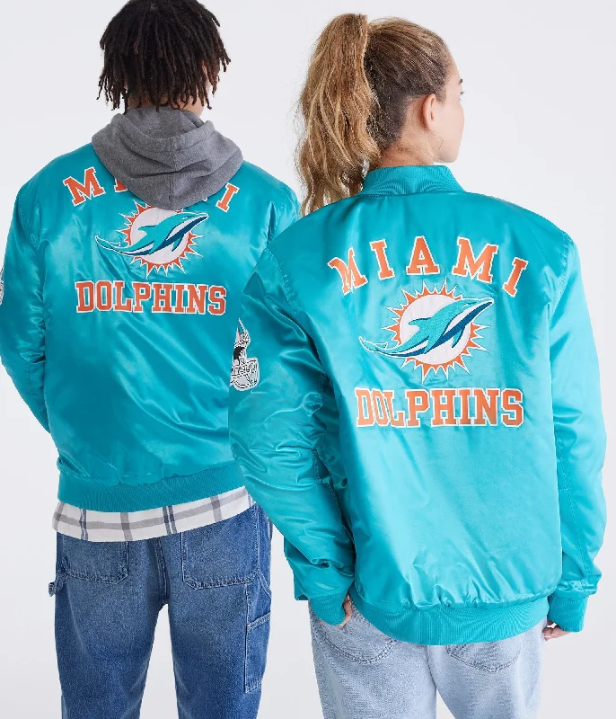 Men's voluminous puffer jackets-Aeropostale Miami Dolphins Bomber Jacket