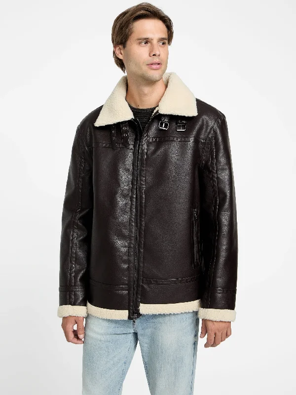 Men's refined trench jackets-Angus Pebble Faux-Suede Jacket