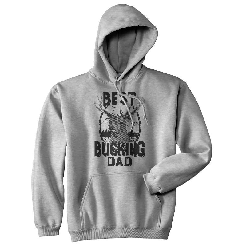 Hoodie with graphic hood men-Best Bucking Dad Hoodie Funny Hunting Father's Day Graphic Novelty Sweatshirt