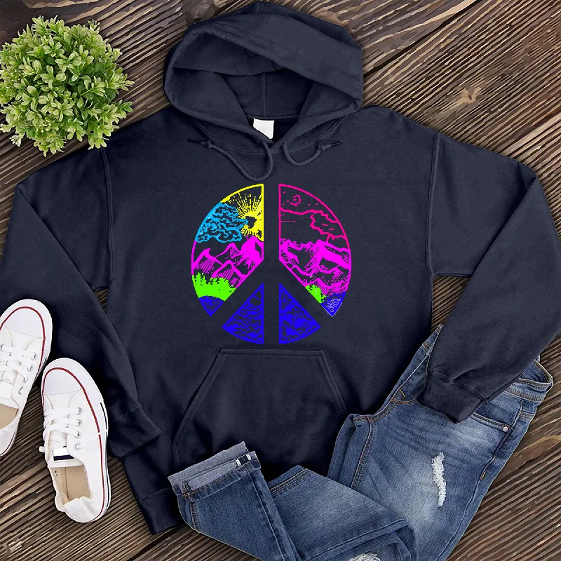 Men’s warm urban pullover-Colorful Peace Hoodie