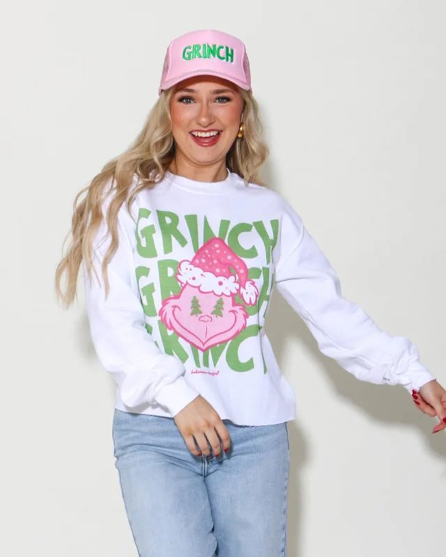 Hoodie for outdoor lounging men-Crop Grinch Sweatshirt