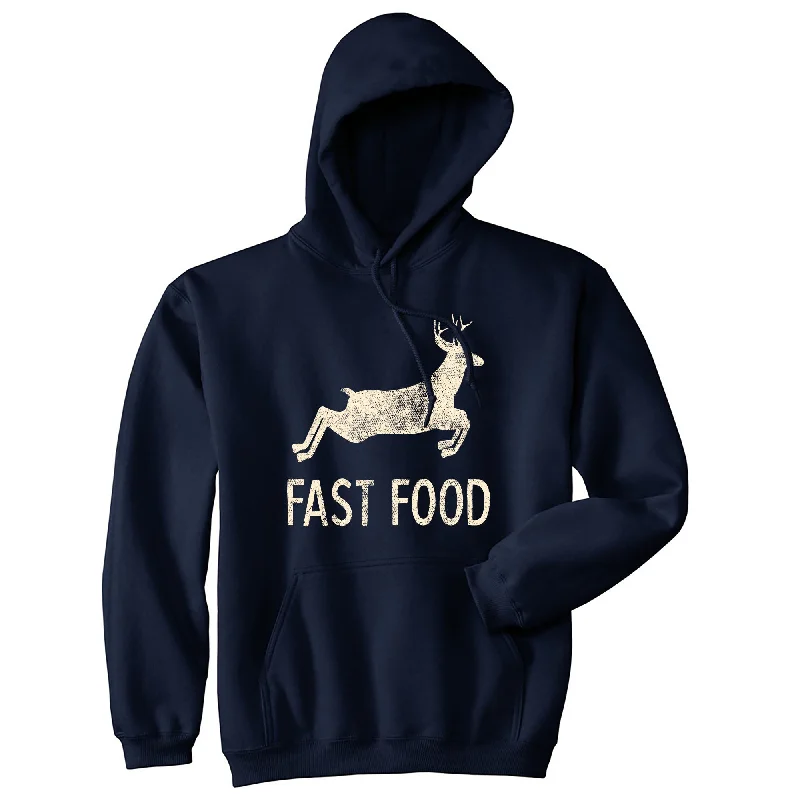 Hoodie for casual nights men-Fast Food Hoodie Funny Deer Hunting Sarcasm Gift for Hunter Graphic  Sweatshirt