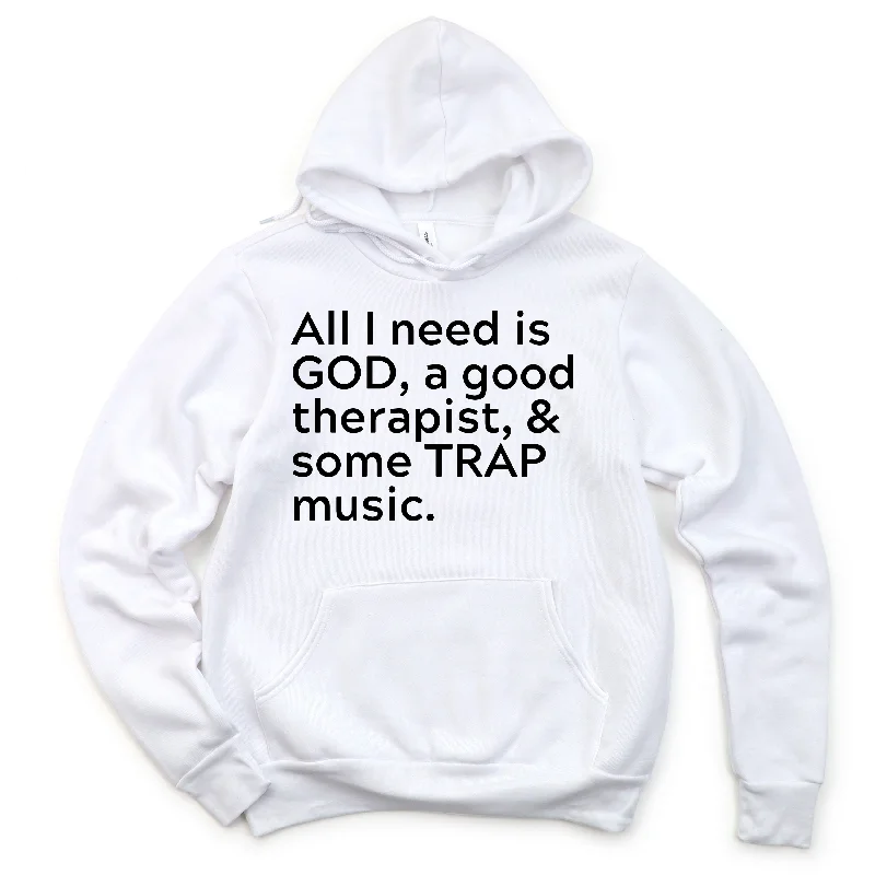 Hoodie with contrast sleeves men-GOD, Therapy & TRAP Hoodie