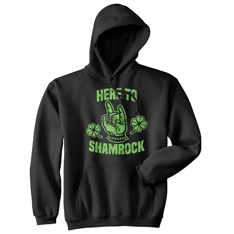 Hoodie with vintage texture men-Here To Shamrock Hoodie Funny St Patricks Day Shirt Cool Outfit for Parade Fun Graphic Sweatshirt