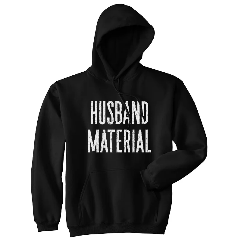 Men’s stylish black hoodie-Husband Material Unisex Hoodie Funny Wedding Marriage Engaged Groom Hooded Sweatshirt