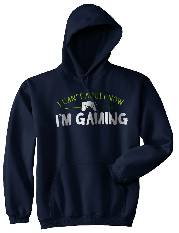 Hoodie with contrast sleeves men-I Cant Adult Im Gaming Funny Video Game Sweater Nerdy Novelty Cool Gamer Hoodie