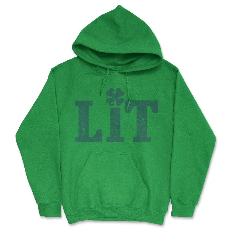 Hoodie for morning strolls men-Lit Shamrock Hoodie