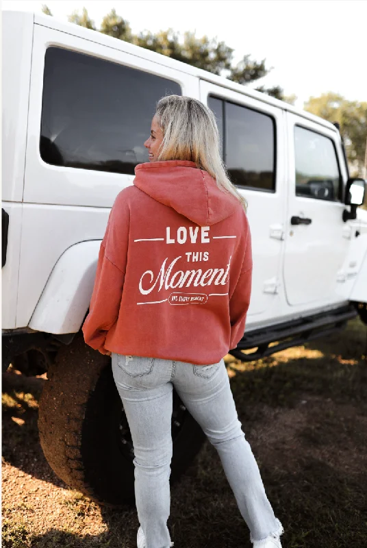 Hoodie for street runs men-Love This Moment (Rust) - "My Go To" Oversized Sweatshirt / Hoodie