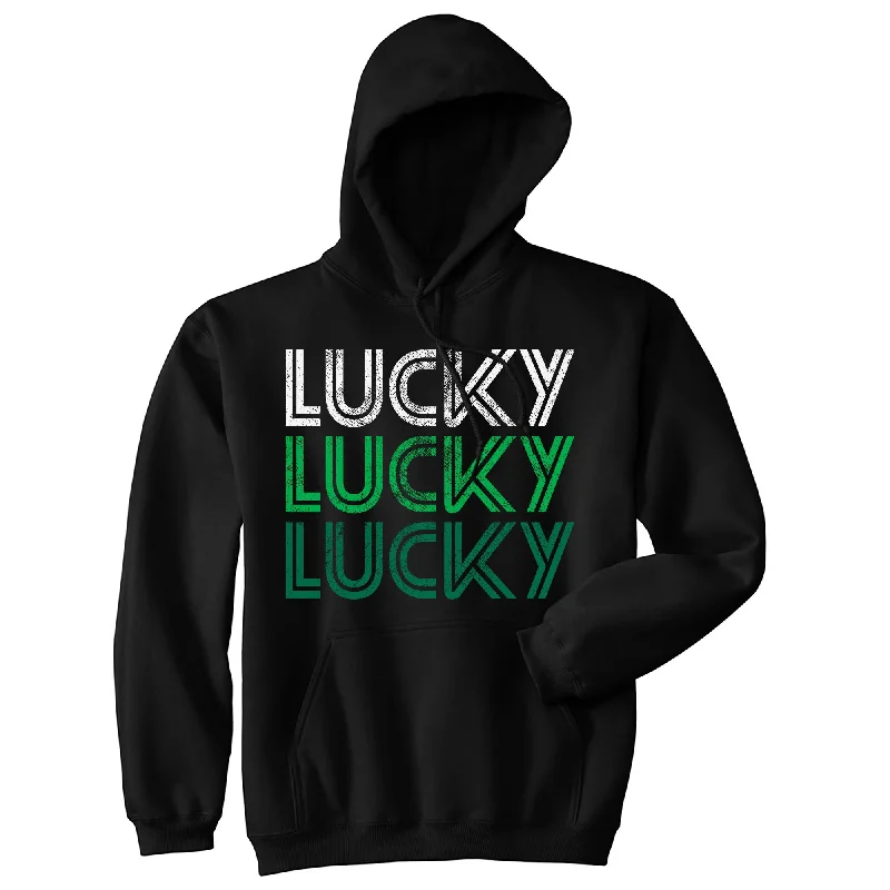 Men’s stylish grey hoodie-Lucky Lucky Lucky Hoodie Funny St Patricks Day Shirt Awesome Vintage Graphic Cool Sweatshirt