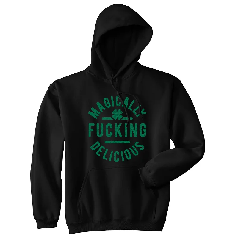 Hoodie with retro accents men-Magically Fucking Delicious Hoodie Funny Offensive St Patricks Day Parade Outfit Graphic Sweat Shirt