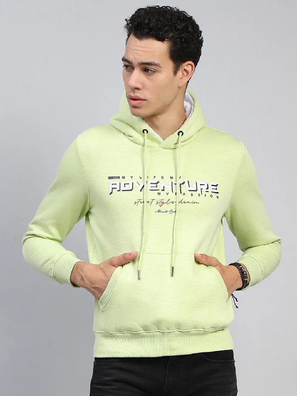 Men’s durable gym pullover-Men Green Printed Hooded Full Sleeve Sweatshirt