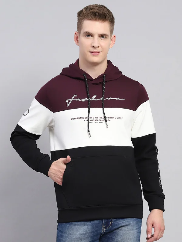 Men’s durable urban hoodie-Men Maroon Printed Hooded Full Sleeve Sweatshirt