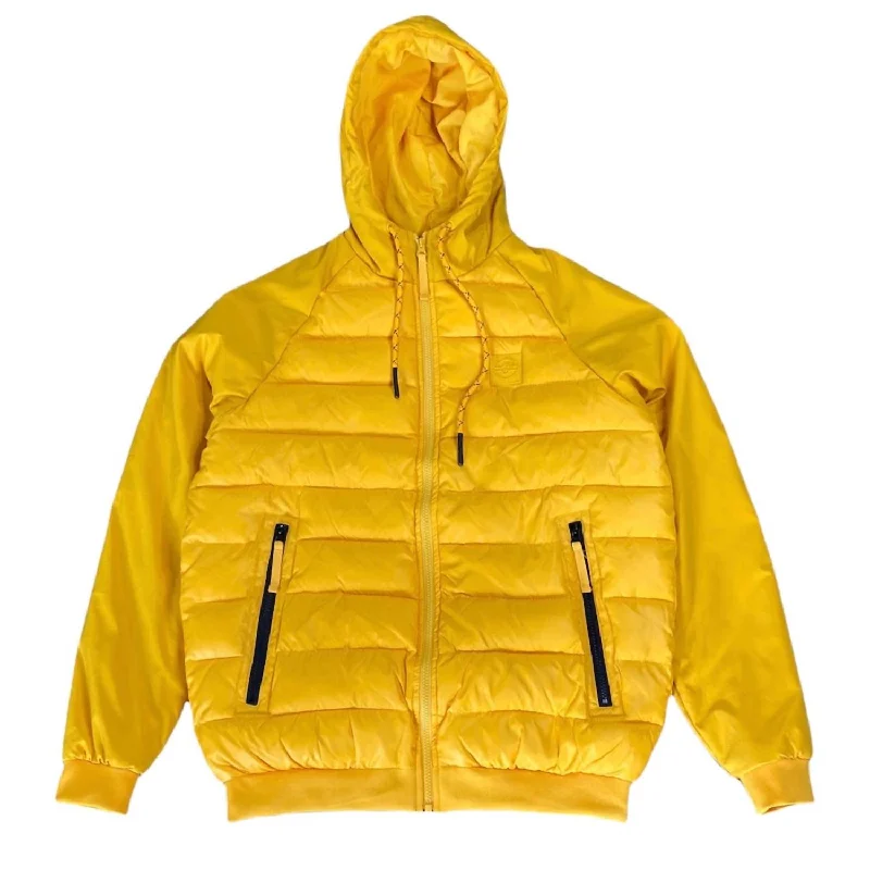 Men's stormproof rain jackets-Men's Carpe Diem Quilted Hooded Jacket In University Gold