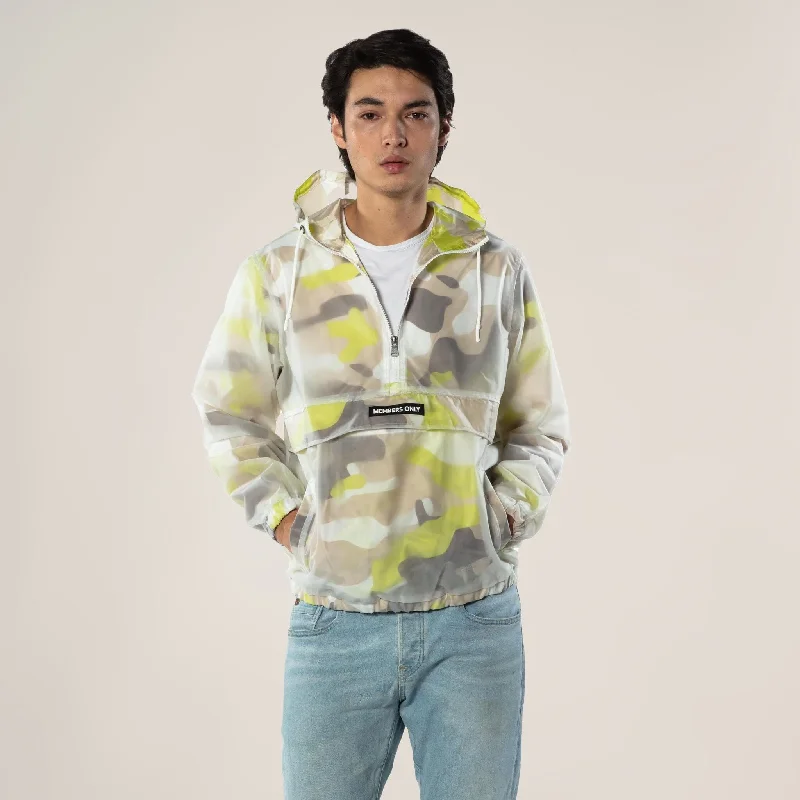 Men's durable windbreaker jackets-Men's Translucent Camo Print Popover Jacket