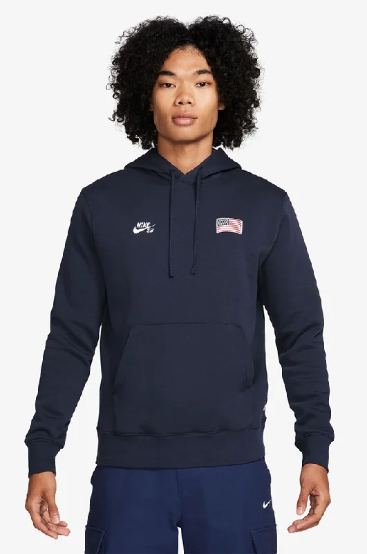 Hoodie with urban stitching men-Nike SB USA Olympics Fleece Pullover Hoodie - Unisex (Nike Skateboarding Federation Kit)