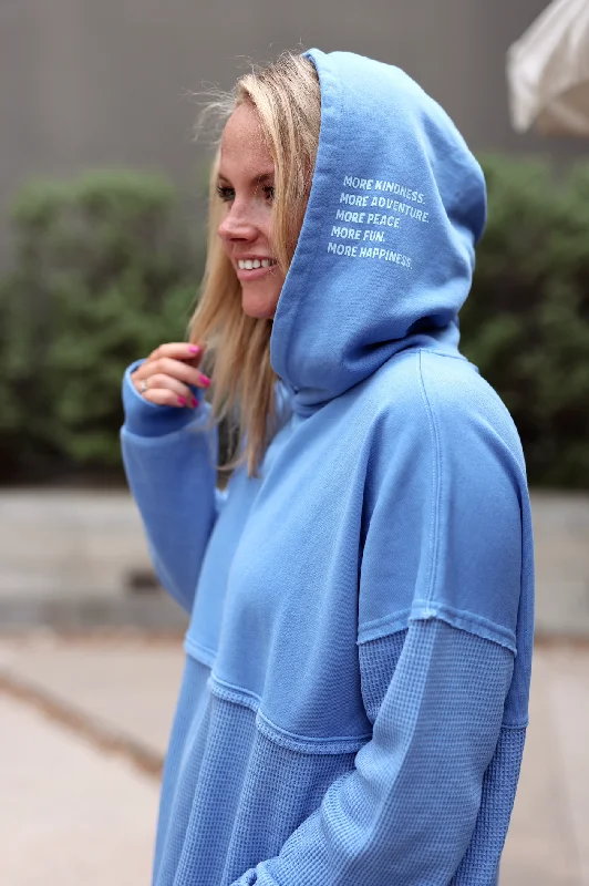 Men’s lightweight camo hoodie-More Kindness (Cobalt Blue) - Hidden Message Oversized Waffle Hoodie