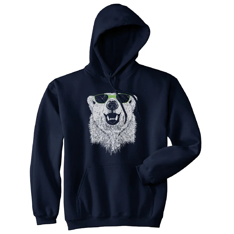 Hoodie with graphic print men-Polar Bear In Sunglasses Graphic Funny Cool Unisex Pull Over Hoodie