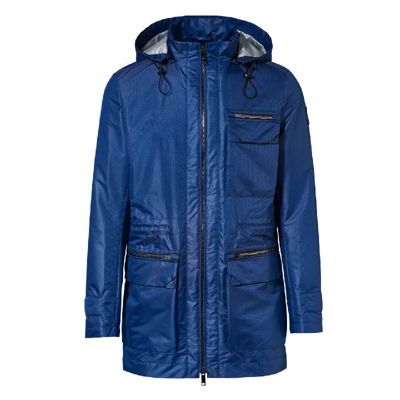 Men's striped bomber jackets-Porsche Design Men's Vibrant Blue Aircooled Parka