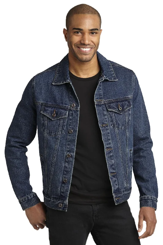 Men's cropped bomber jackets-Port Authority Men's Denim Jacket. J7620