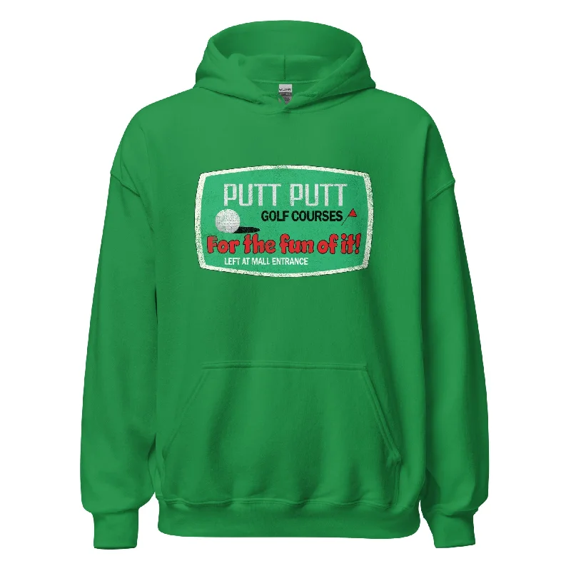 Hoodie for outdoor nights men-Putt Putt Hoodie - Brockton, MA | Vintage Mens & Womens Graphic Sweatshirt