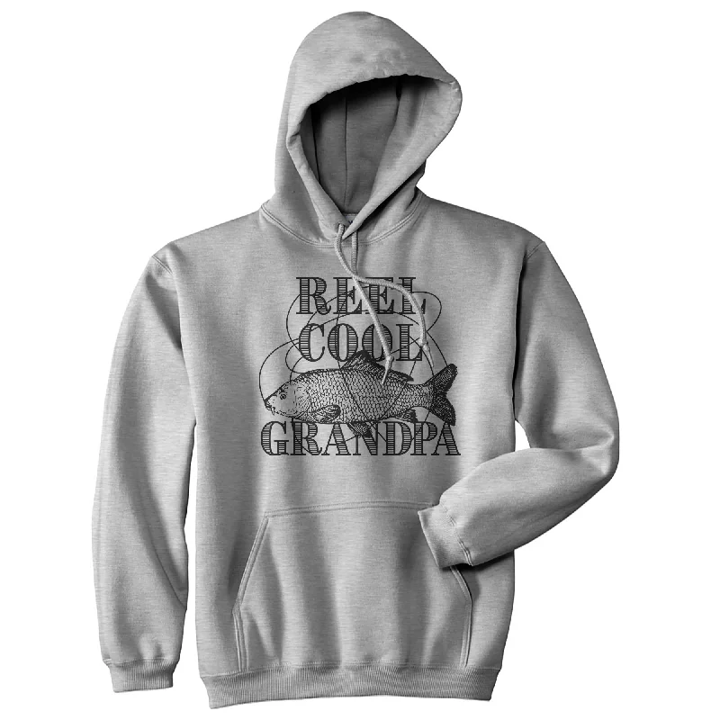 Men’s soft travel hoodie-Reel Cool Grandpa Hoodie Funny Fishing Grandfather Graphic Novelty Sweatshirt