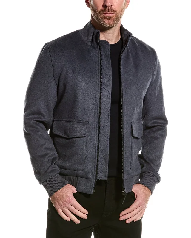 Men's faded denim jackets-Reiss Shuffle Zip-Through Wool-Blend Jacket