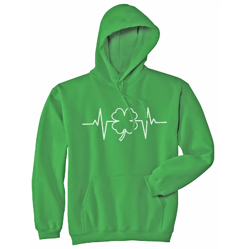 Hoodie for evening runs men-Saint Patricks Heart Beat Hoodie Funny St Paddys Day Parade Green Shenanigans Graphic Sweatshirt