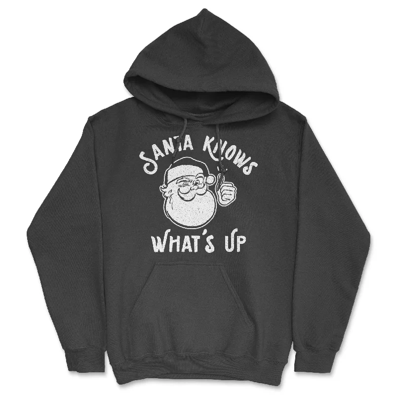 Men’s sleek travel hoodie-Santa Knows Whats Up Hoodie