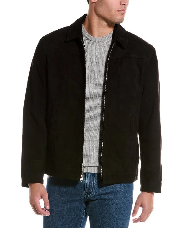 Men's adventure leather jackets-Slate & Stone Suede Racer Jacket