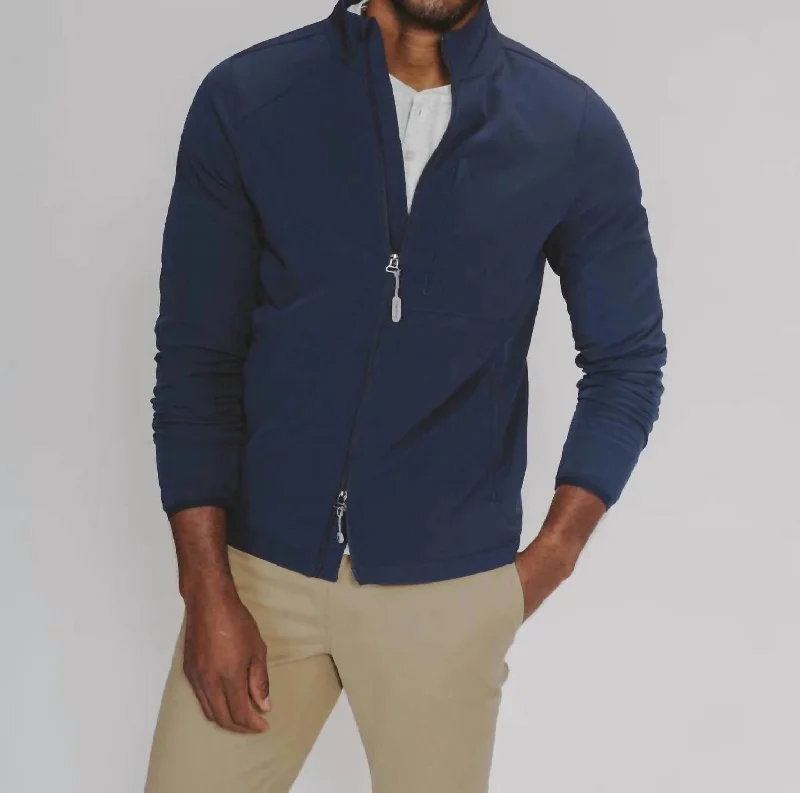 Men's refined trench jackets-Soft Shell Full Zip Jacket In Navy