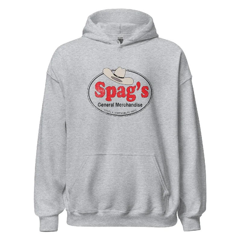 Hoodie for morning runs men-Spags Hoodie - Shrewsbury, MA | Retro Vintage style Graphic Sweatshirt