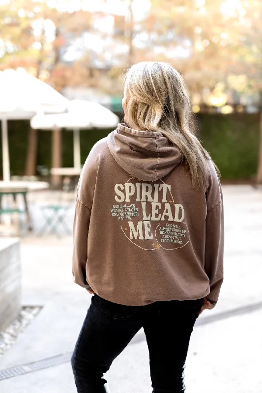 Hoodie with plaid accents men-Spirit Lead Me (Mocha Acid Wash) - "My Go To" Oversized Sweatshirt / Hoodie