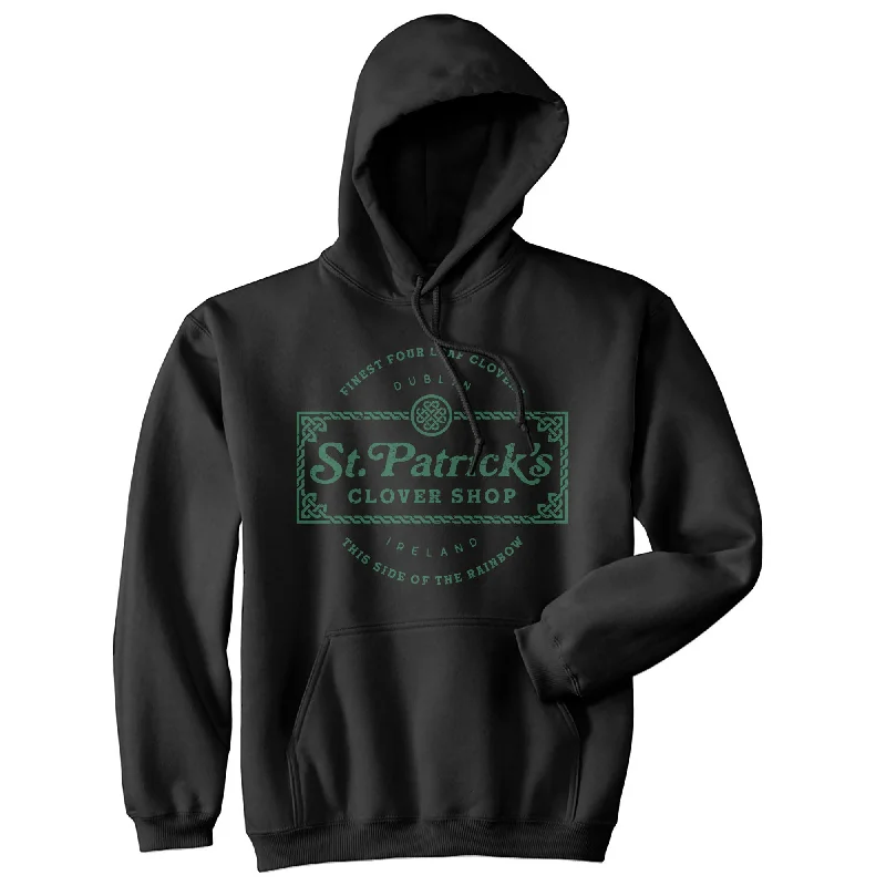 Hoodie with graphic hood men-St Patricks Clover Shop Hoodie Funny Vintage St Patricks Day Parade Outfit Cool Shamrock Design