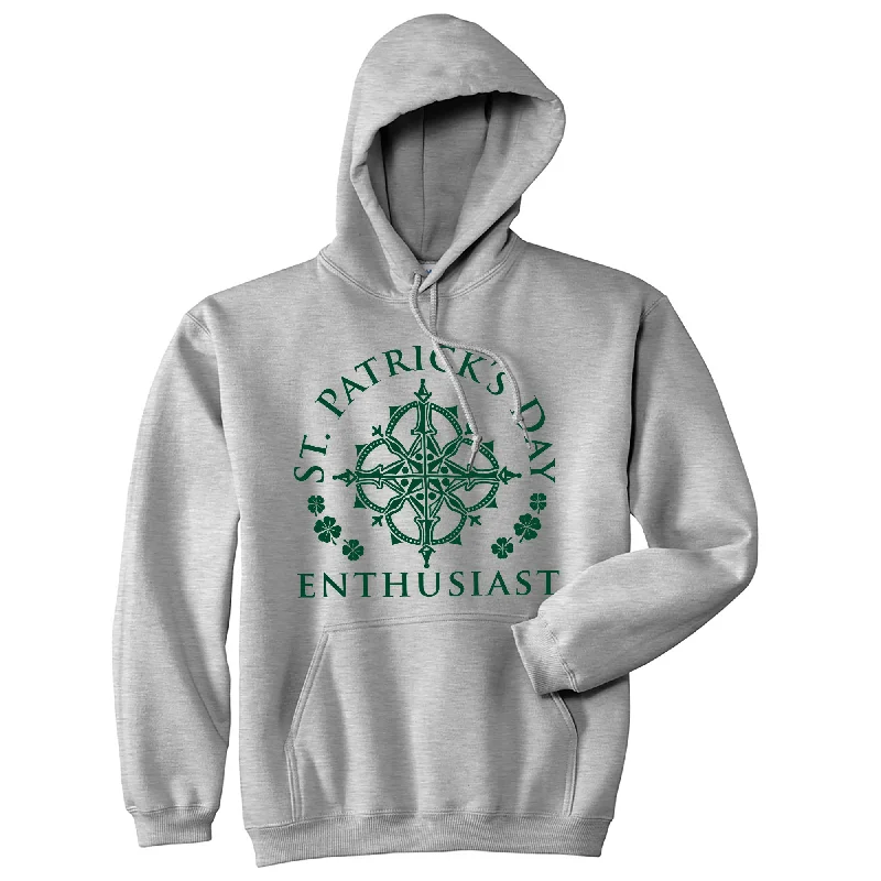 Hoodie with contrast pockets men-St Patricks Day Enthusiast Hoodie Funny St Patricks Day Parade St Patty Celtic Graphic Sweatshirt