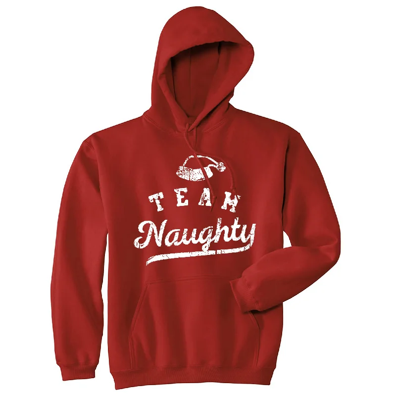 Hoodie for evening workouts men-Team Naughty Unisex Hoodie Funny Xmas Party Santas Bad Group List Hooded Sweatshirt