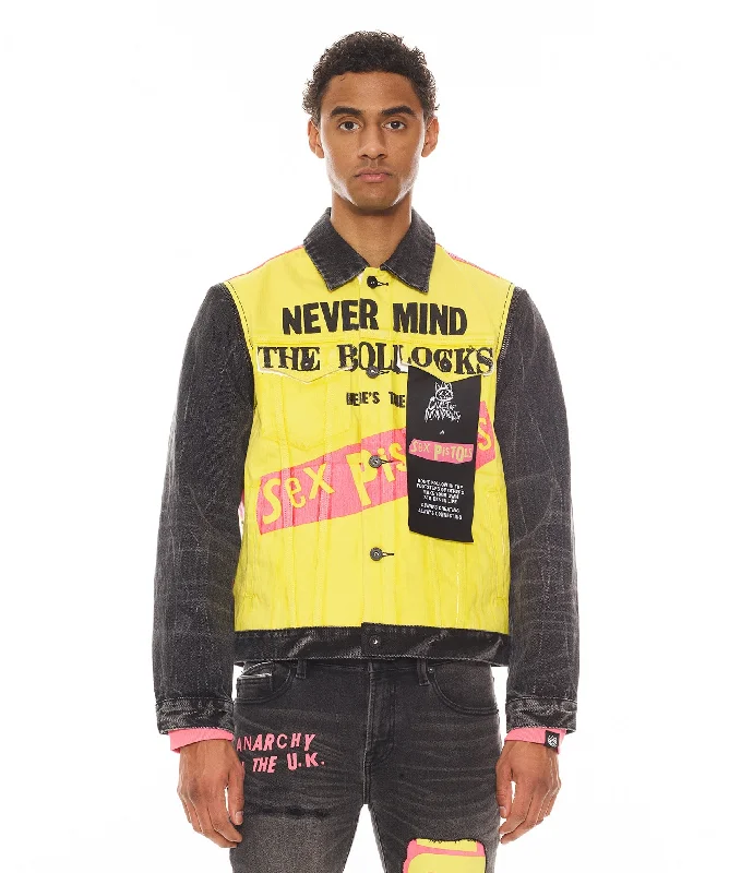 Men's indigo denim jackets-Type Ii Jacket With Zip Off Sleeves "Sex Pistols"