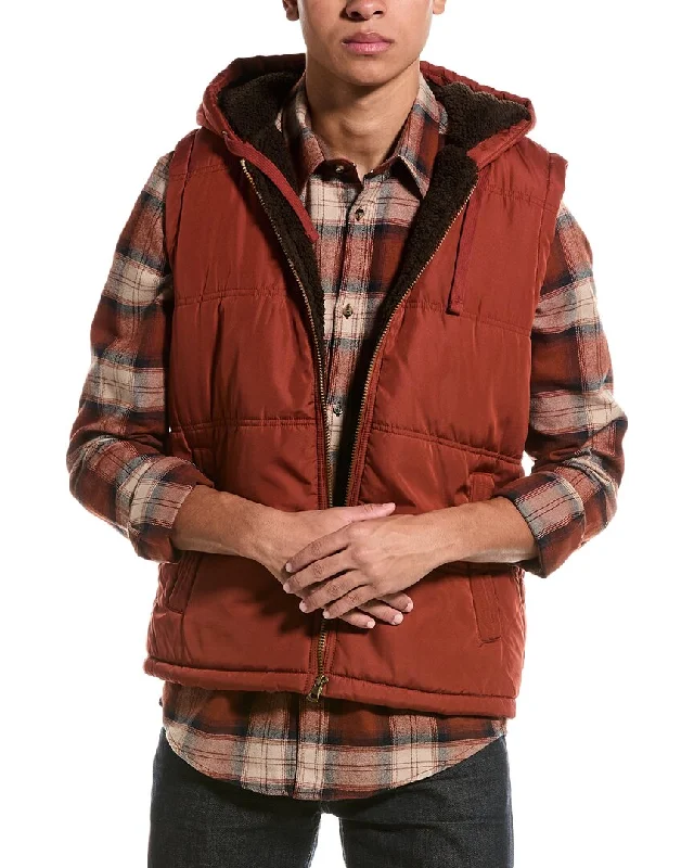 Men's bright windbreaker jackets-WEATHERPROOF VINTAGE Sherpa-Lined Hooded Puffer Vest