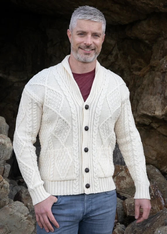 Men's Shawl Button Cardigan | Natural