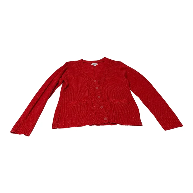 affordable short sleeve shirts for hot weather -Sweater Cardigan By Kim Rogers In Red, Size: Petite Large